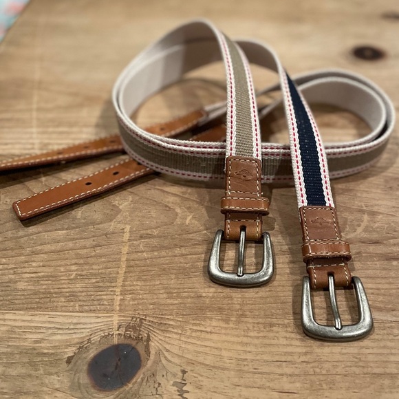 Dockers Accessories - Dockers Womens Canvas & Leather striped belts business casual preppy S/M